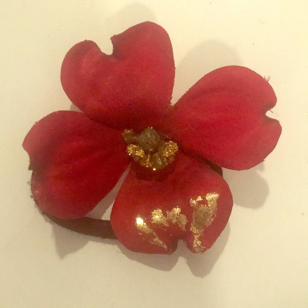 Anthropologie | Red Flower Hair Acessory